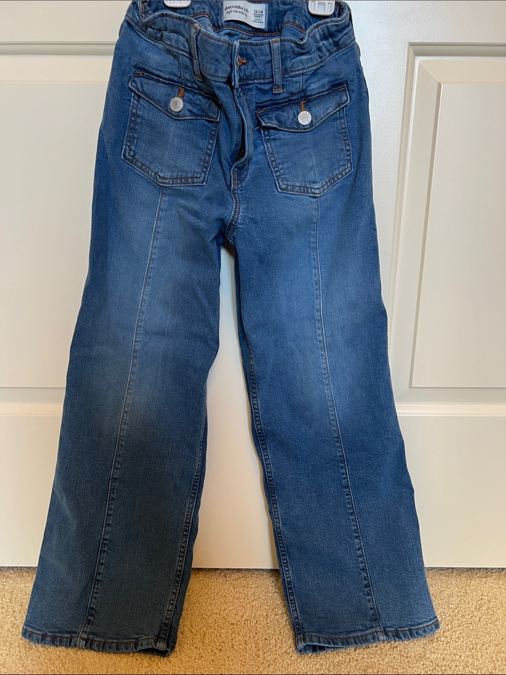Abercrombie Kids Wide-Leg Jeans in Medium Blue